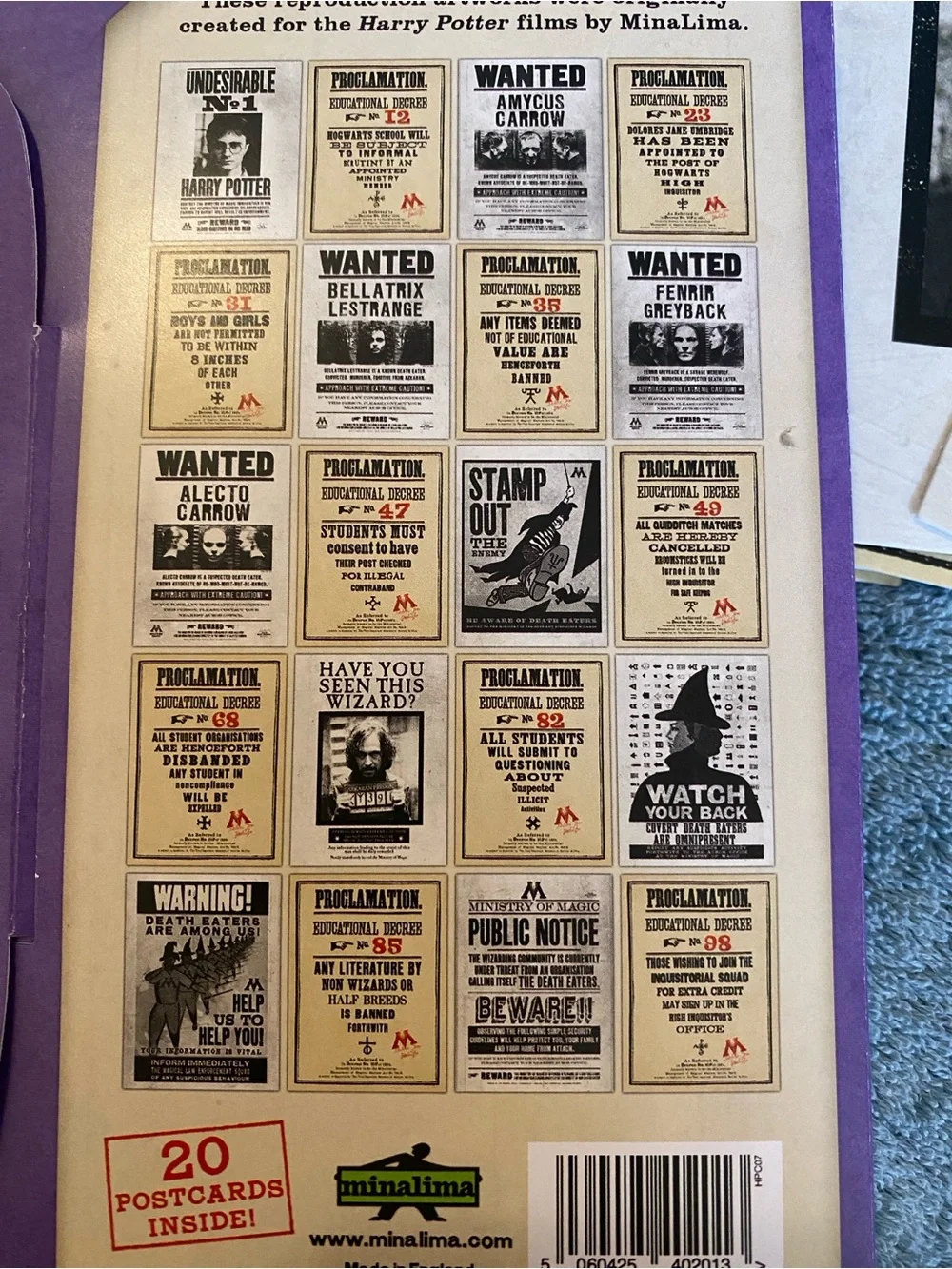 Harry Potter MinaLima Ministry of Magic Postcard Set Proclamations & Wanted Post